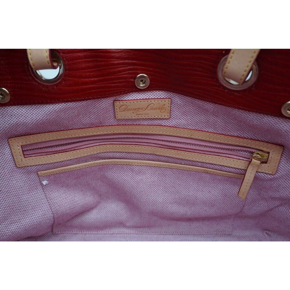 Dooney & Bourke Red & Saddle Brown Leather Grommet Shopper - Picture 12 of 14